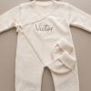 tenue 1 piece tenue de naissance personnalisée beige