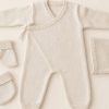 tenue-bébé-beige tenue naissance personnalisée 3 pièces