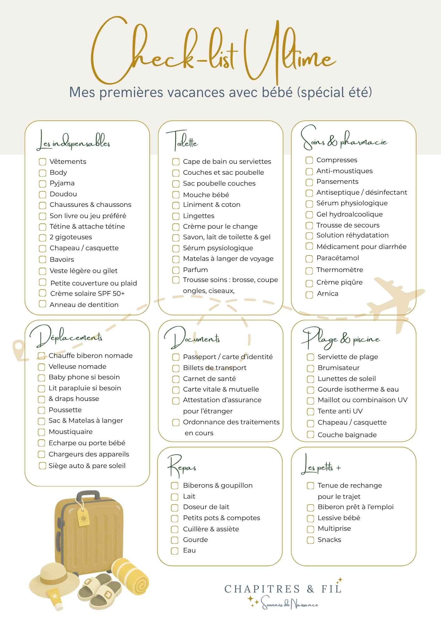 check list gratuite de vacances avec bébé