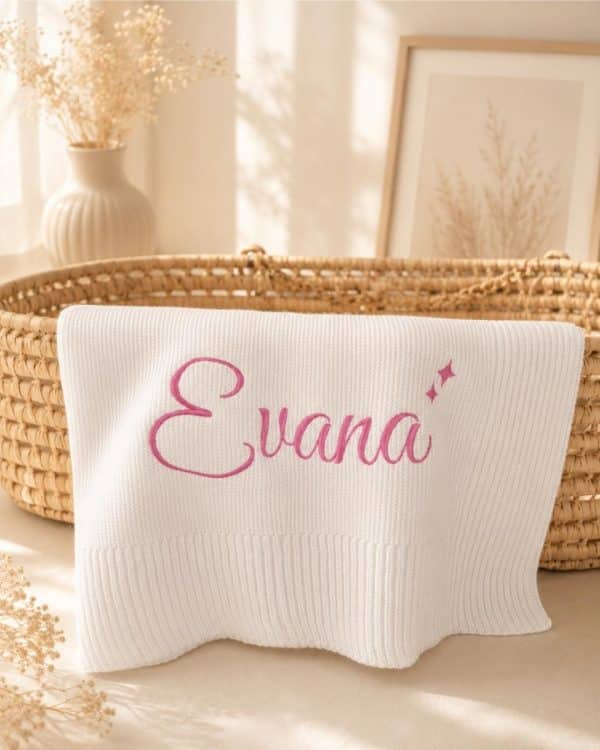 couverture bébé personnalisée en maille pour fille