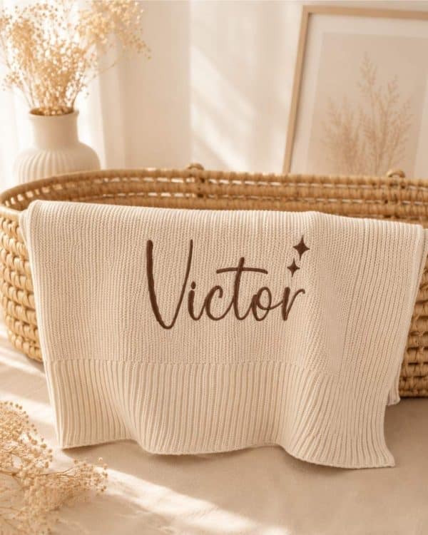couverture bébé personnalisée beige pour garçon